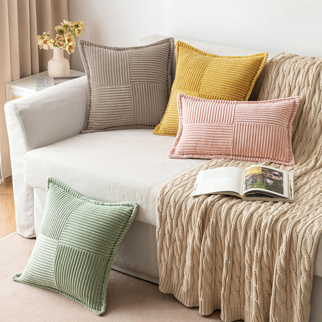 MIULEE Decorative Throw Pillow Covers for Couch 20x20 Inch Light Brown