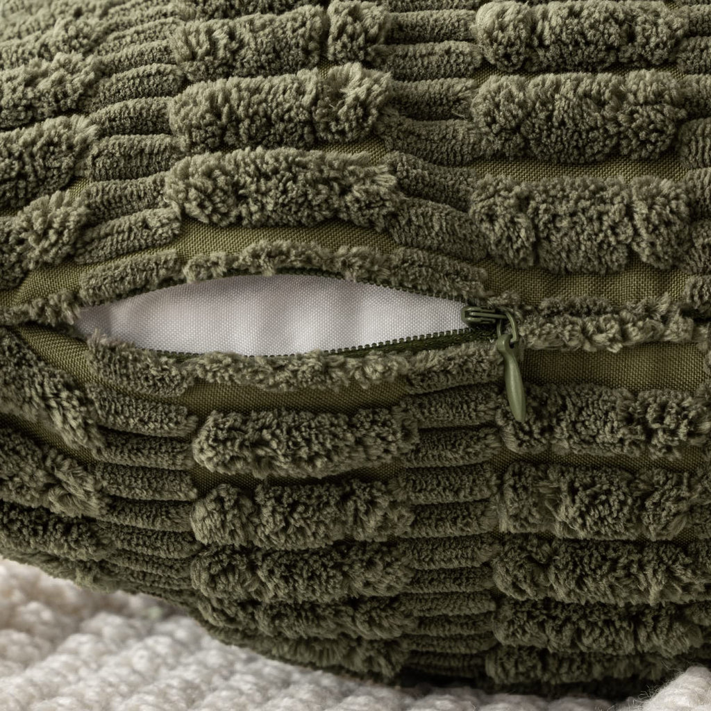 MIULEE Corduroy Decorative Throw Pillow Covers 18x18 Olive Green Pack of 2