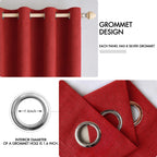 MIULEE 100% Blackout Linen Curtains for Bedroom 52x96 Inches Red