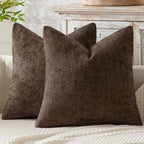 MIULEE Decorative Couch Throw Pillow Covers 18x18 Inch Dark Brown 2 Pack