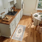 RELEANY Washable Area Rug, Small 2'x4', Beige/Blue/Orange