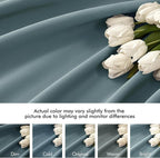 MIULEE Greyish Blue Back Tab Blackout Curtains 52x90 Inch Long 2 Panels Set