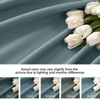 MIULEE Greyish Blue Back Tab Blackout Curtains 52x102 Inch Long 2 Panel Set