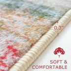 KOZYFLY Modern Abstract Kitchen Runner Rug, 2x6 Washable Rug Runner Non-Slip Soft Hallway Runner Rugs, Green Print Carpet Runner for Entryway Bathroom Laundry Room Foyer