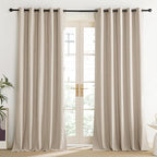 NICETOWN Cream 100% Blackout Linen Curtains 108 inch Long Burg for Living Room, 1 Pair, 62" Width Each Panel, Farmhouse Thick Completely Blackout Window Treatment Thermal Insulated Drapes