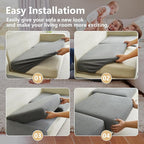 Couch Cushion Covers for Sofa Couch Covers Wear-Resistant Universal Sofa Cover Washable Stretch for Sectional Slipcovers (Texture-Gray,Back Cover M)