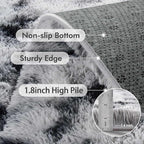 6x9 Ft Large Shag Rugs for Living Room Decor, Tie-Dyed Ultra Soft Fluffy Furry Area Rugs for Bedroom Indoor Floor, Aesthetic Carpet for Kids Home (Black White)