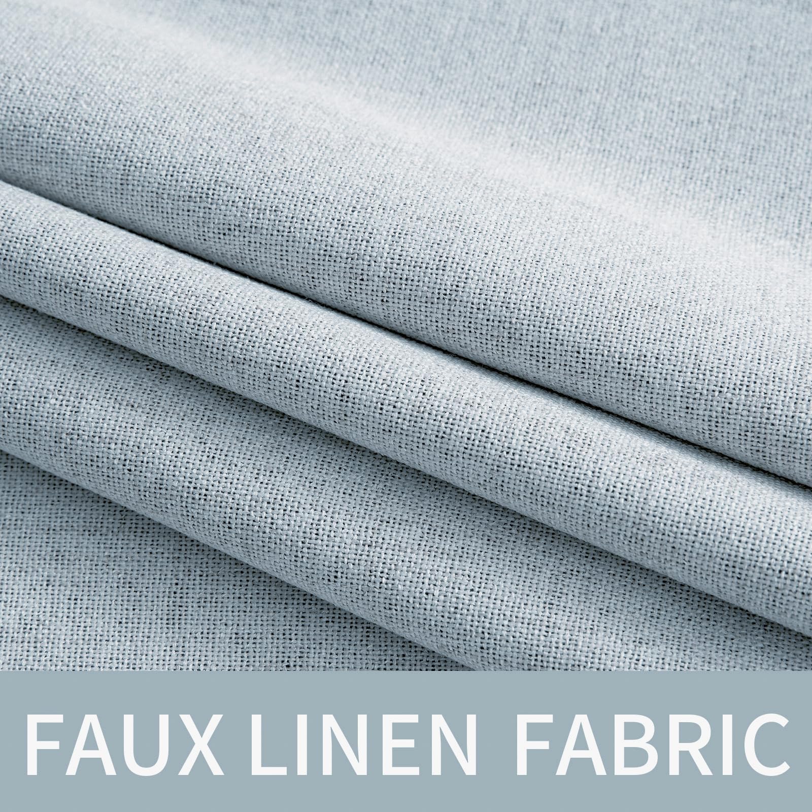 MIULEE 100% Blackout Linen Curtains for Bedroom 52x108 Inches Chambray Blue