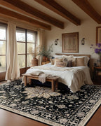 RELEANY Washable Area Rug, Large 10'x14', Black/Neutral