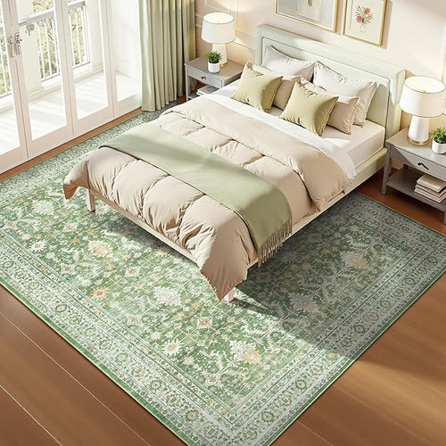10x14 Area Rugs for Living Room, Washable Large Carpet, Light Green
