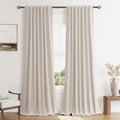Guken 100% Blackout Curtains 102 Inch Length 2 Panels Set for Living Room Bedroom Back Tab Thermal Insulated Black Out Linen Drapes Room Darkening Window Curtains 102 Inches Long, Sand Beige