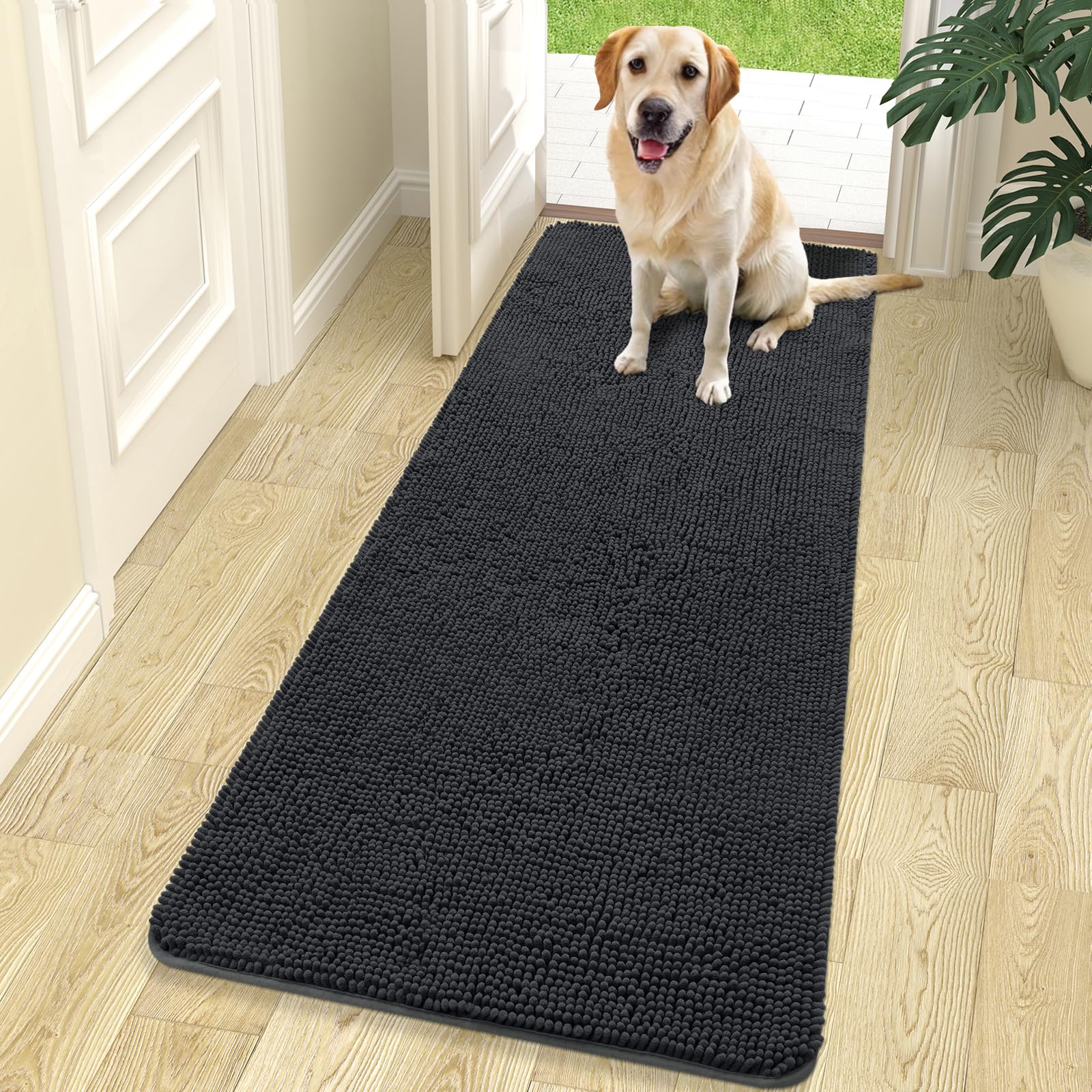 OLANLY Dog Door Mat for Muddy Paws 70x24, Super Absorbent Chenille Mud Mat