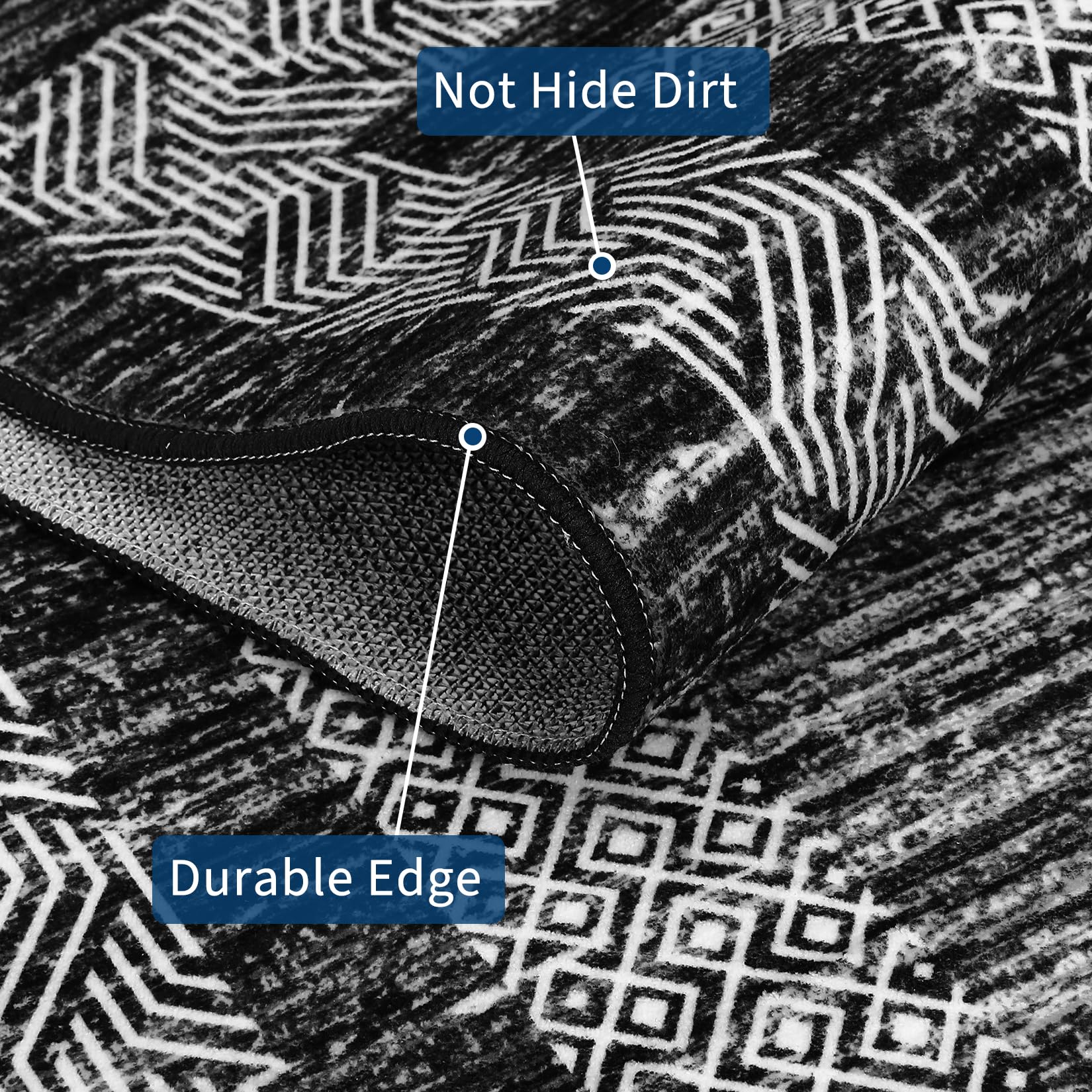 GarveeHome 2x6 Modern Bordered Runner Rug Soft Non Slip Washable Floor Carpet