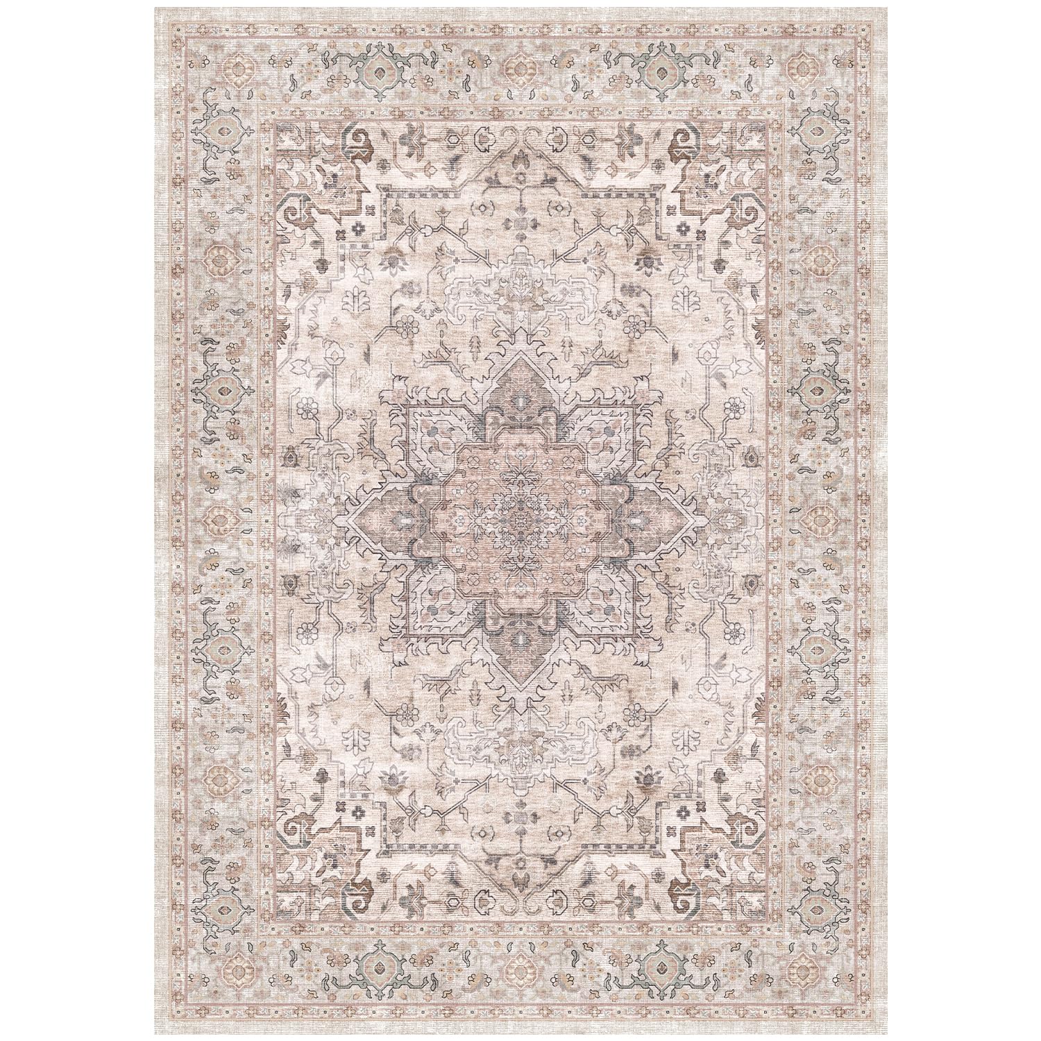 Lofus 3x5 Pink Area Rugs for Bedroom Living Room, Vintage Boho Carpet
