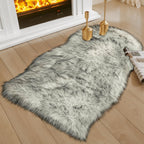 Ciicool Faux Sheepskin Rugs Soft Faux Fur Rug White Gradient Sliver Black