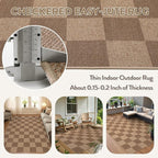 Lahome Colette Checkered Easy Jute Living Room Rugs, 5x7 Large Dining Room Office Carpet Farmhouse Washable Area Rug, Checkerboard Neutral Non Slip Indoor Outdoor Carpet for Bedroom Entry Patio