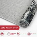 KOZYFLY Modern Abstract Washable Rug Runner 2.6x14 Hallway Rug Runner Non-Slip Soft Kitchen Runner Rugs, Black Grey Striped Carpet for Entryway Bathroom Laundry Room Foyer