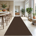 KOZYFLY Extra Long Runners for Hallways 3x18 ft Washable Kitchen Runner Non Slip Rubber Backed Hallway Rug Cotton Entryway Runner Rug Floor Carpet for Indoor Hall, Kitchen, Stair, Reddish Brown/Coffee