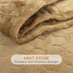 TOONOW Fleece Bed Blanket Queen Size 90x90 inches , Super Soft Fluffy Fuzzy Plush Blanket Geometric Pattern Cozy Microfiber Flannel Blankets for Couch, Bed, Sofa, Camel