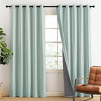NICETOWN 100% Absolutely Blackout Linen Curtains with Thermal Insulated Liner, Seafoam Green, 62" Wide, 84" Length Energy Saving Curtains for Living Room 2 Panels Set, Vertical Blinds