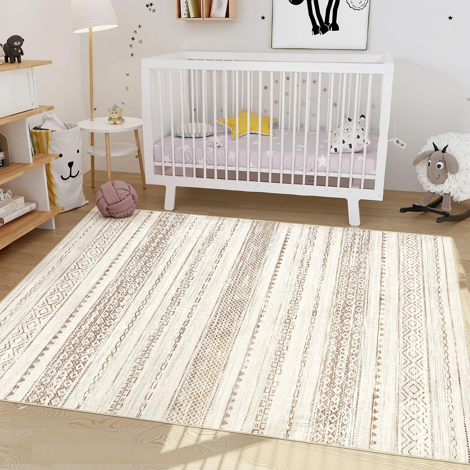 Nakagishi Boho 3x5 Area Rug Living Room Rugs Machine Washable Brown