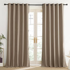 NICETOWN Burlap Vintage Open Linen Weave Flax Thermal Curtains, 100% Blackout Curtains 120" Long for Dining Room, Soundproof Window Treatment Drapes for Home Office, 62" Wide Per Panel, Set of 2