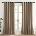 NICETOWN Burlap Vintage Open Linen Weave Flax Thermal Curtains, 100% Blackout Curtains 95" Long for Dining Room, Soundproof Window Treatment Drapes for Home Office, 62" Wide Per Panel, Set of 2