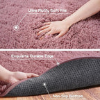 Pionblank Fluffy Oval Area Rug for Bedroom 3.3x6.2 Feet, Cute Plush Throw Rugs for Bedside, Ultra Soft Shag Carpet for Living Room Kids Room Nursery Teens Dorm Home Decor, Blush