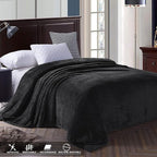 Exclusivo Mezcla Fleece Bed Blanket Twin Size, Super Soft and Warm Blankets for Couch, Sofa and Bed Waffle Textured, Cozy, Fuzzy and Lightweight (Black, 60x80 inches)