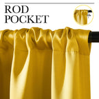 NICETOWN Gold Blackout Cafe Faux Silk Curtains for Small Windows, 42" Wide by 36" Long, 2 Panels, Rod Pocket Privacy Blackout Satin Drapes for Home Decoration