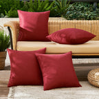 MIULEE Pack of 4 Decorative Outdoor Throw Pillow Covers Linen Waterproof Pillow Covers Summer Farmhouse Cushion Cases for Patio Garden Tent Balcony Couch Sofa 18x18 Inch Burgundy