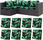 8Pcs Stretch Patio Cushion Covers,Outdoor Couch Covers Replacement,Outdoor Couch & Sofa Slipcovers,for Patio Furniture Cushion Covers,Washable Reusable urniture Protector(Green Leaf,8PCS)