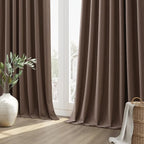Guken 100% Blackout Curtains 120 Inch Length 2 Panels Set for Living Room Bedroom Back Tab Thermal Insulated Black Out Linen Drapes Room Darkening Mocha Mousse,52x120