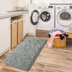 Amearea Shag Small Rug, Fluffy 2x4 Feet Throw Rugs for Bedroom Girls Living Room, Extra Soft and Fuzzy Shaggy Carpet, Non Slip, Solid Color Nursery Home Floor Decor Carpets, Grey