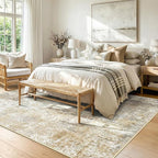 Washable Area Rugs 6'x9' Non-Slip Modern Abstract Soft for Living Room Entryway Bedroom Nursery, Print Pattern, Neutral Brown Gray