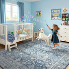 Lofus 9x12 Area Rug for Living Room,Blue Washable Area Rugs with Non-Slip Backing,Soft Boho Carpets for Bedroom Dining Room Home Office Indoor Nursery