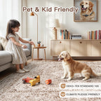 Lofus 5x7 Area Rugs for Living Room, Washable Area Rug, Rugs for Bedroom, Kitchen, Vintage Boho Carpet, Soft Non-Slip, Low Pile Large Area Rug for Office Dining Room, Vintage Beige Brown