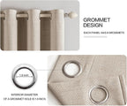 MIULEE 100% Blackout Linen Curtains for Bedroom 52x90 Inches Taupe
