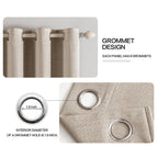 MIULEE 100% Blackout Linen Curtains for Bedroom 52x84 Inches Taupe