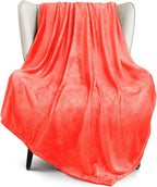 Exclusivo Mezcla Fleece Throw XL Blanket for Couch, Sofa, Super Soft and Warm Coral Orange Blankets, All Season, Cozy, Plush, Lightweight, 50x70 Inches