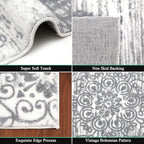 HEBE Washable Area Rug - 3'x5' Non Slip Soft Distressed Medallion Bedroom & Living Room Accent Throw Vintage Entry Floor Carpet for Dining Room & Bathroom Entryway