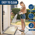 Smiry Front Door Mat Outside Entrance, Heavy Duty Sturdy Natural Rubber Doormat, Trap Dirt and Moisture, Easy Clean Low Profile Mats for Indoor Outdoor Entry, Irregular Triangle (71x47, Beige)