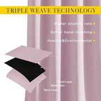 NICETOWN Room Darkening Drapes for Nursery - (52 inches Width by 120 inches Length, Lavender Pink, 1 Pair) Light Blocking Curtain Panels for Bedroom Girl Room, Soft Fabric Window Treatment