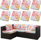 8Pcs Outdoor Cushion Covers, Patio Cushion Covers,Stretch Elastic Slipcovers, Replacement Washable & Reusable Furniture Protector for Patio Couch (Red and Yellow Maple-Pattern,Cover Only)