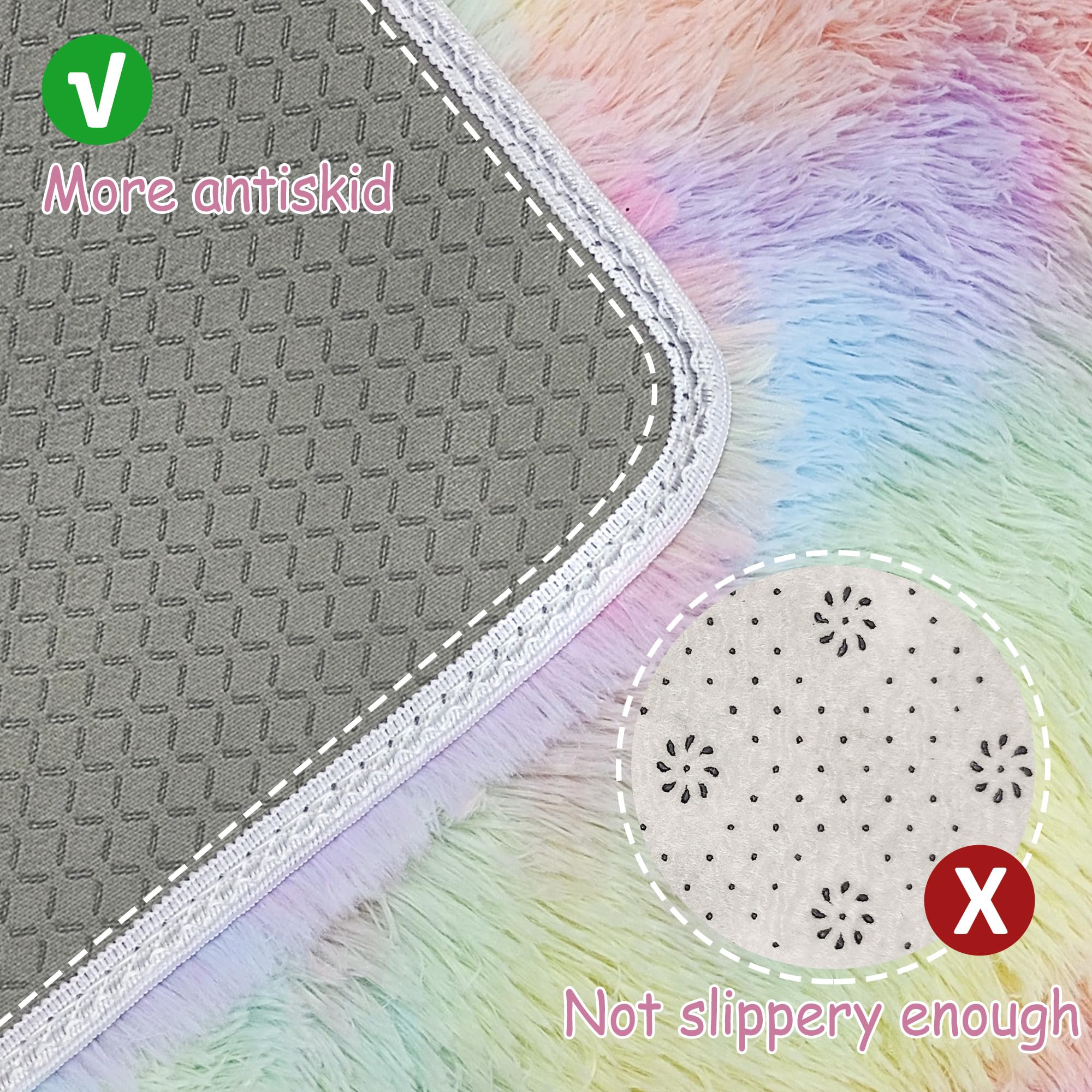 Fluffy Rainbow Colorful Area Rug for Living Room 6x9 Kawaii Tie Dye Rug Fuzzy Indoor Floor Unicorn Rug for Bedroom Girls Kids Nursery Baby Princess Room Dorm Home Decor Aesthetic Carpets