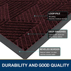 Smiry Front Door Mat Outside Entrance, Low Profile Rubber Doormat, 35x23