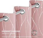 Deconovo Pink Curtains, Blackout Drapes, Thermal Insulated Soundproof Curtain, Silver Wave Dots Print, 52 x 72 Inch Long, Machine Washable Window Panels for Girls Bedroom Living Room Nursery, Set of 2