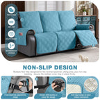 TAOCOCO 100% Waterproof Recliner Sofa Covers 3 Seater Split Couch Covers for 3 Cushion Reclining Couch with Straps, Non Slip Reclining Sofa Covers Furniture Protector for Kids Pets(3 Seater, Sky Blue)