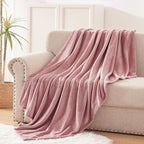 Exclusivo Mezcla Fleece Blankets Queen Size for Bed, Super Soft and Warm, All Season, Cozy, Plush, Lightweight, 90x90 Inches, Dusty Pink