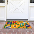 Juvale Floral Coir Door Mat - 17 x 30 in, Natural & Modern - Outdoor Welcome Mat for Front Door & Patio with PVC Backing